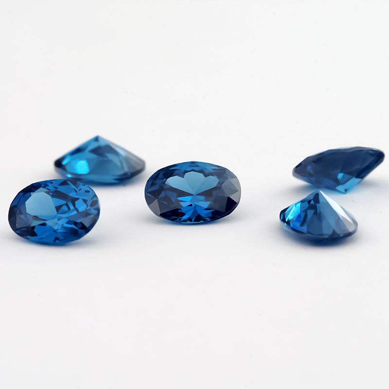 Size 3x5~10x12mm 5A Oval Cut Blue CZ Stone Loose Cubic Zirconia Synthetic Gemstone for Jewelry