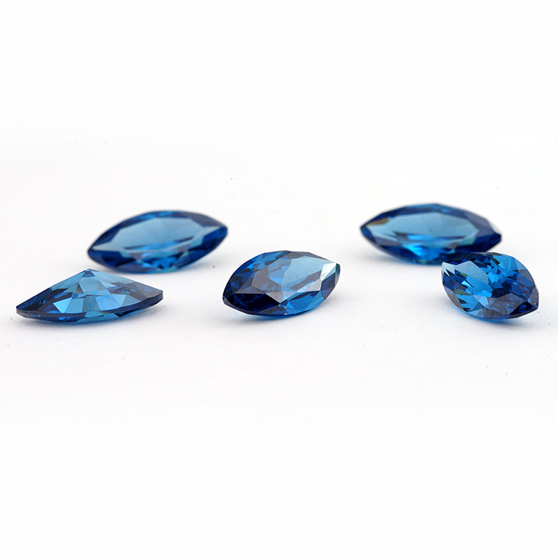 Size 2x4~8x16mm 5A Marquise Cut Blue CZ Stone Loose Cubic Zirconia Synthetic Gemstone for Jewelry