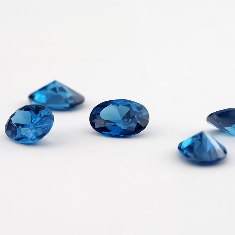 Size 3x5~10x12mm 5A Oval Cut Blue CZ Stone Loose Cubic Zirconia Synthetic Gemstone for Jewelry
