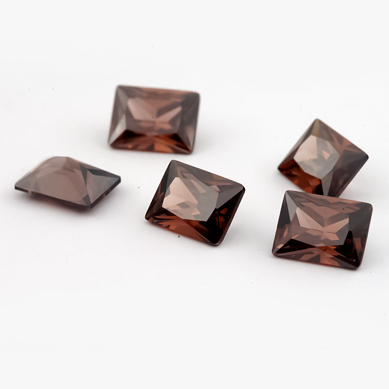 Size 3x5-9x11mm 5A Rectangle Cut Coffee Color CZ Stone Loose Cubic Zirconia Synthetic Gemstone for Jewelry Making