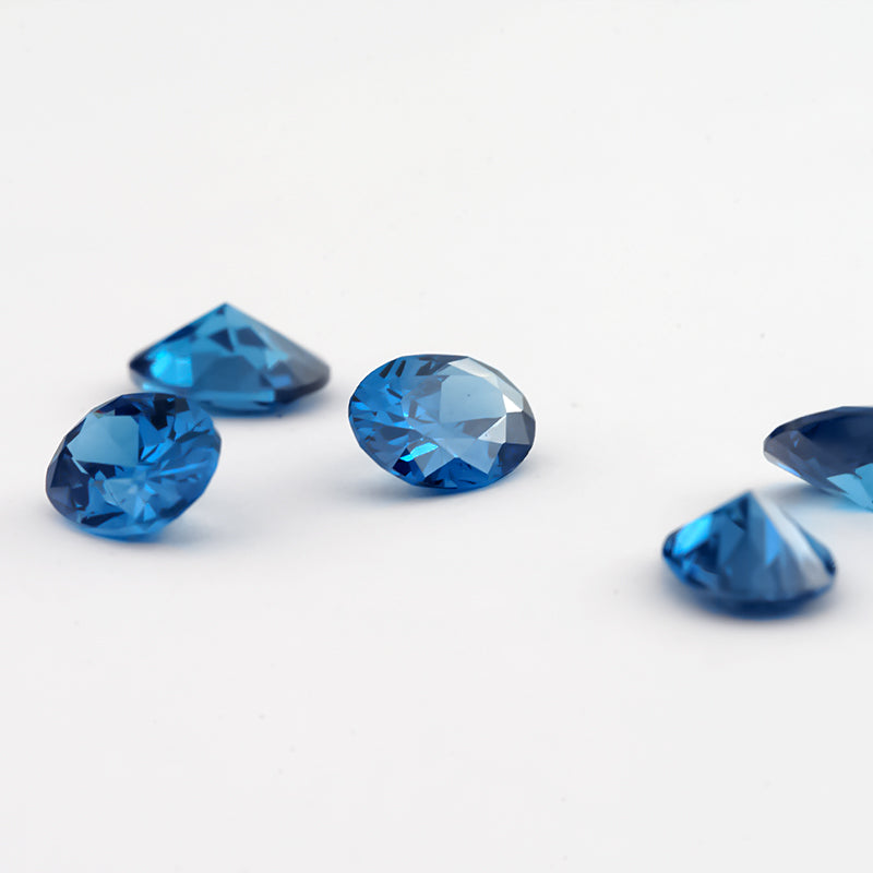 Size 3x5~10x12mm 5A Oval Cut Blue CZ Stone Loose Cubic Zirconia Synthetic Gemstone for Jewelry