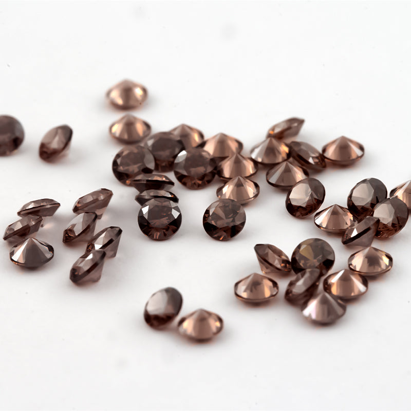 Size 1.0-10.0mm 5A Round Cut Coffee Color CZ Stone Loose Cubic Zirconia Synthetic Gemstone for Jewelry