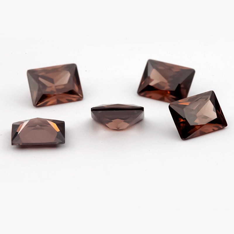 Size 3x5-9x11mm 5A Rectangle Cut Coffee Color CZ Stone Loose Cubic Zirconia Synthetic Gemstone for Jewelry Making