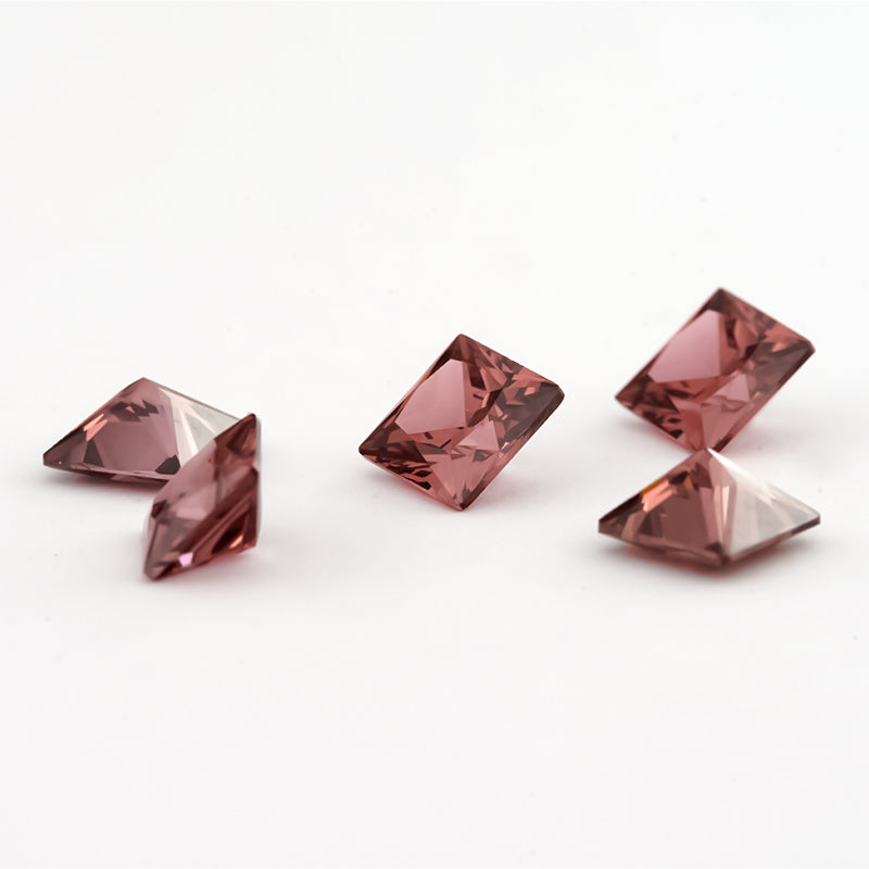 Size 3x3-10x10mm 5A Square Princess Cut Rhodolite Color CZ Stone Loose Cubic Zirconia Synthetic Gemstone for Jewelry Making