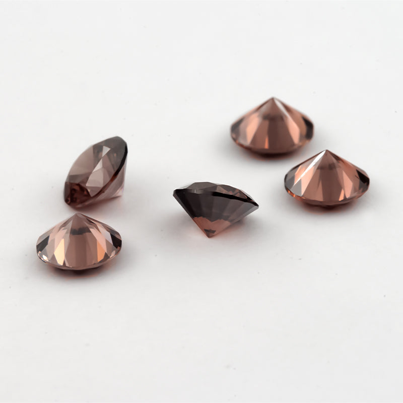 Size 1.0-10.0mm 5A Round Cut Coffee Color CZ Stone Loose Cubic Zirconia Synthetic Gemstone for Jewelry