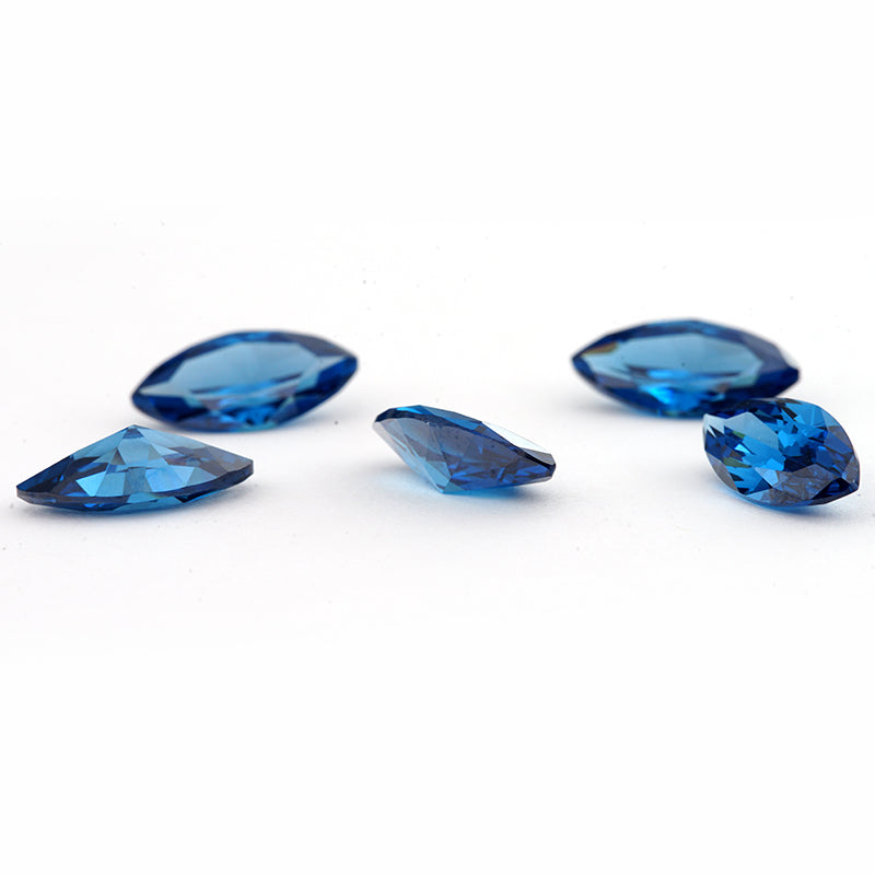 Size 2x4~8x16mm 5A Marquise Cut Blue CZ Stone Loose Cubic Zirconia Synthetic Gemstone for Jewelry