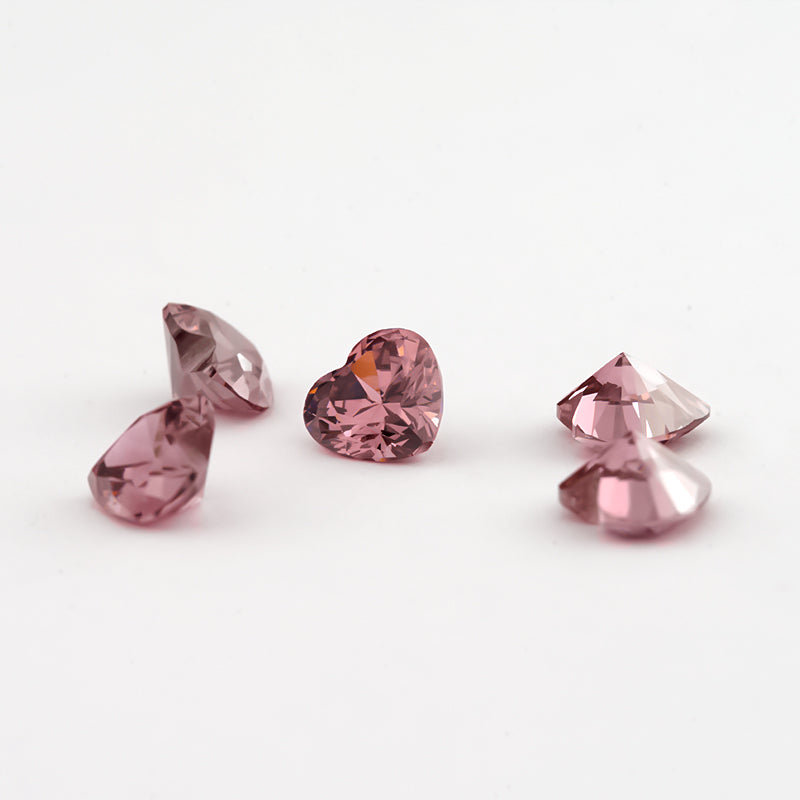 Size 3x3-10x10mm 5A Heart Cut Rhodolite Color CZ Stone Loose Cubic Zirconia Synthetic Gemstone for Jewelry