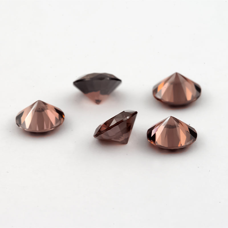 Size 1.0-10.0mm 5A Round Cut Coffee Color CZ Stone Loose Cubic Zirconia Synthetic Gemstone for Jewelry