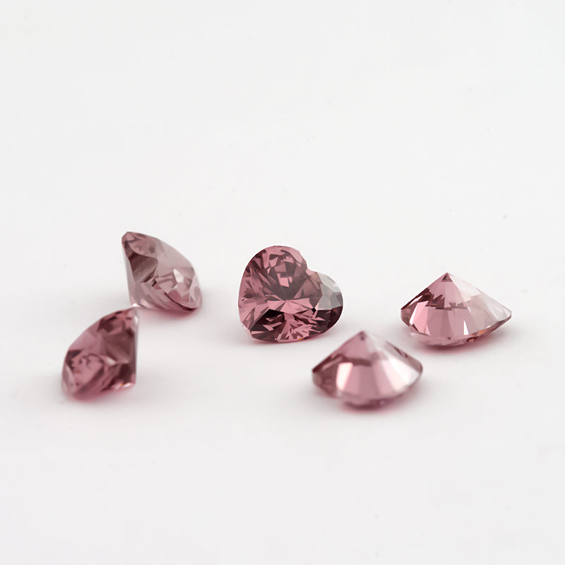 Size 3x3-10x10mm 5A Heart Cut Rhodolite Color CZ Stone Loose Cubic Zirconia Synthetic Gemstone for Jewelry