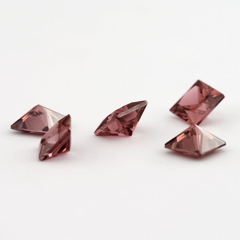 Size 3x3-10x10mm 5A Square Princess Cut Rhodolite Color CZ Stone Loose Cubic Zirconia Synthetic Gemstone for Jewelry Making