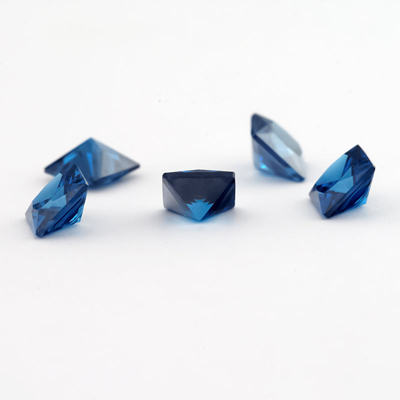 Size 3x3-10x10mm 5A Square Princess Cut Blue CZ Stone Loose Cubic Zirconia Synthetic Gemstone for Jewelry Making
