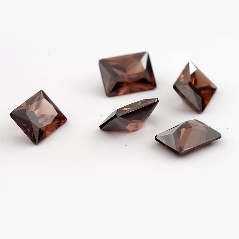 Size 3x5-9x11mm 5A Rectangle Cut Coffee Color CZ Stone Loose Cubic Zirconia Synthetic Gemstone for Jewelry Making