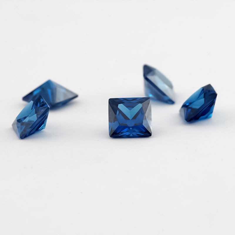 Size 3x3-10x10mm 5A Square Princess Cut Blue CZ Stone Loose Cubic Zirconia Synthetic Gemstone for Jewelry Making