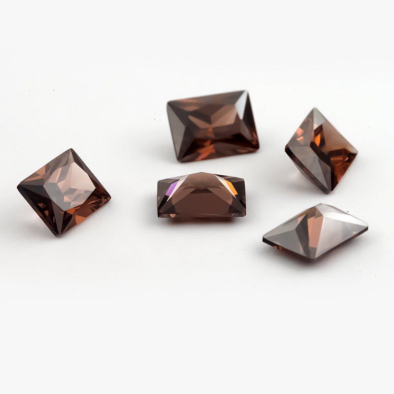 Size 3x5-9x11mm 5A Rectangle Cut Coffee Color CZ Stone Loose Cubic Zirconia Synthetic Gemstone for Jewelry Making