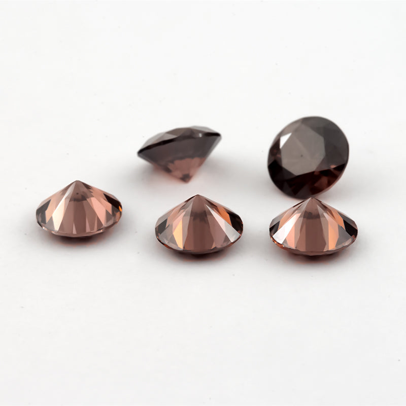 Size 1.0-10.0mm 5A Round Cut Coffee Color CZ Stone Loose Cubic Zirconia Synthetic Gemstone for Jewelry