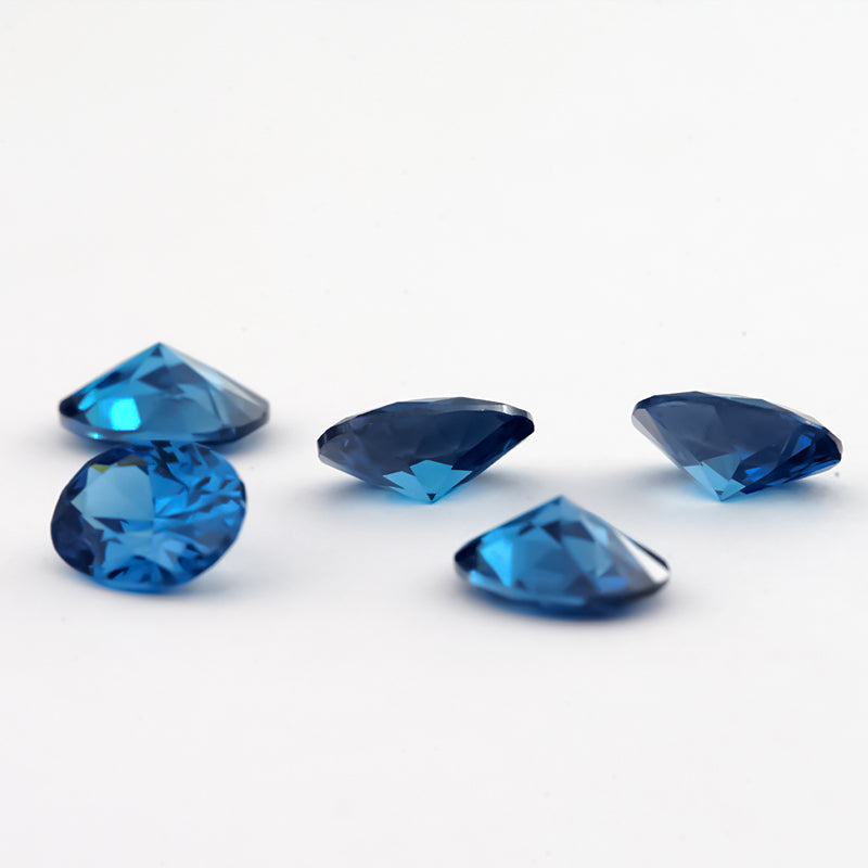 Size 3x5~10x12mm 5A Oval Cut Blue CZ Stone Loose Cubic Zirconia Synthetic Gemstone for Jewelry