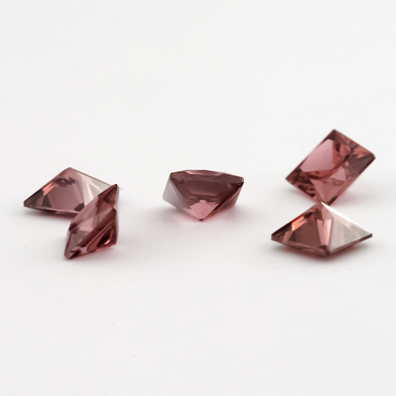 Size 3x3-10x10mm 5A Square Princess Cut Rhodolite Color CZ Stone Loose Cubic Zirconia Synthetic Gemstone for Jewelry Making