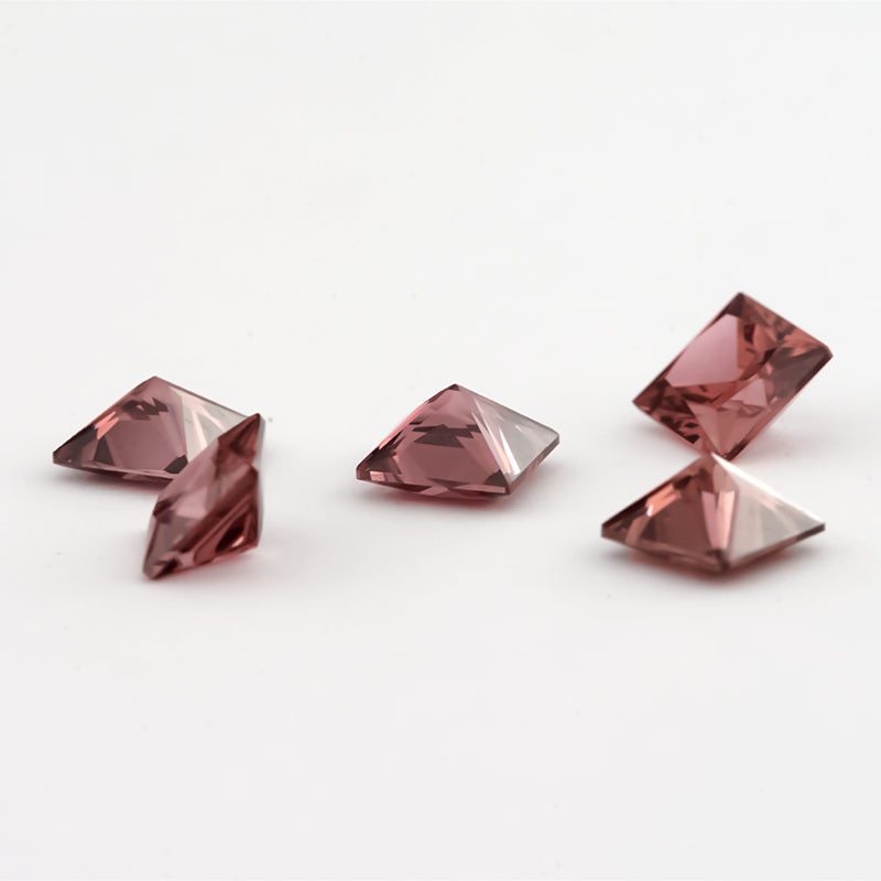 Size 3x3-10x10mm 5A Square Princess Cut Rhodolite Color CZ Stone Loose Cubic Zirconia Synthetic Gemstone for Jewelry Making