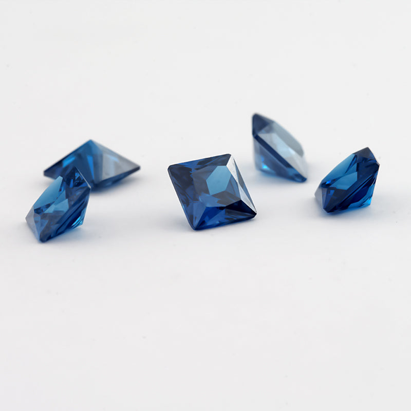 Size 3x3-10x10mm 5A Square Princess Cut Blue CZ Stone Loose Cubic Zirconia Synthetic Gemstone for Jewelry Making