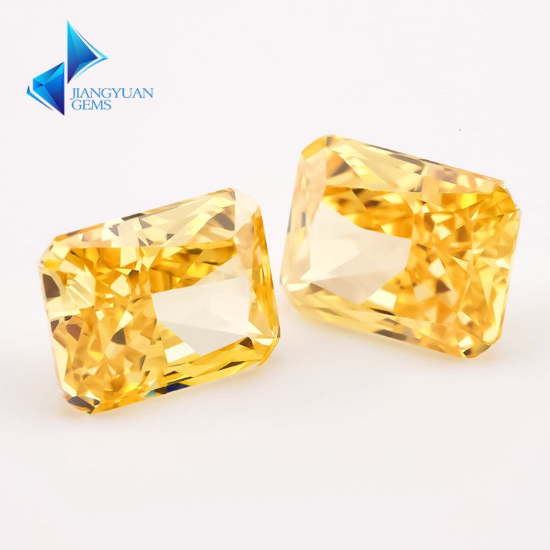 Size 6x8mm~7x9mm 06#Yellow Octangle Radiant Crushed Ice Cut Cubic Zirconia Stone 5A Loose CZ Synthetic Gemstone for Jewelry Making