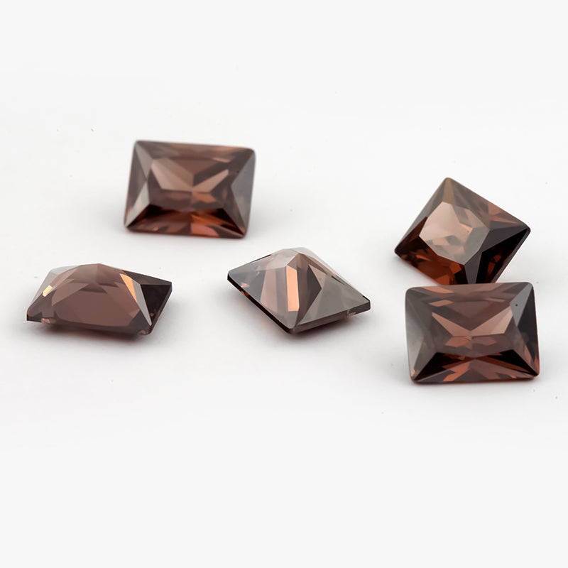 Size 3x5-9x11mm 5A Rectangle Cut Coffee Color CZ Stone Loose Cubic Zirconia Synthetic Gemstone for Jewelry Making