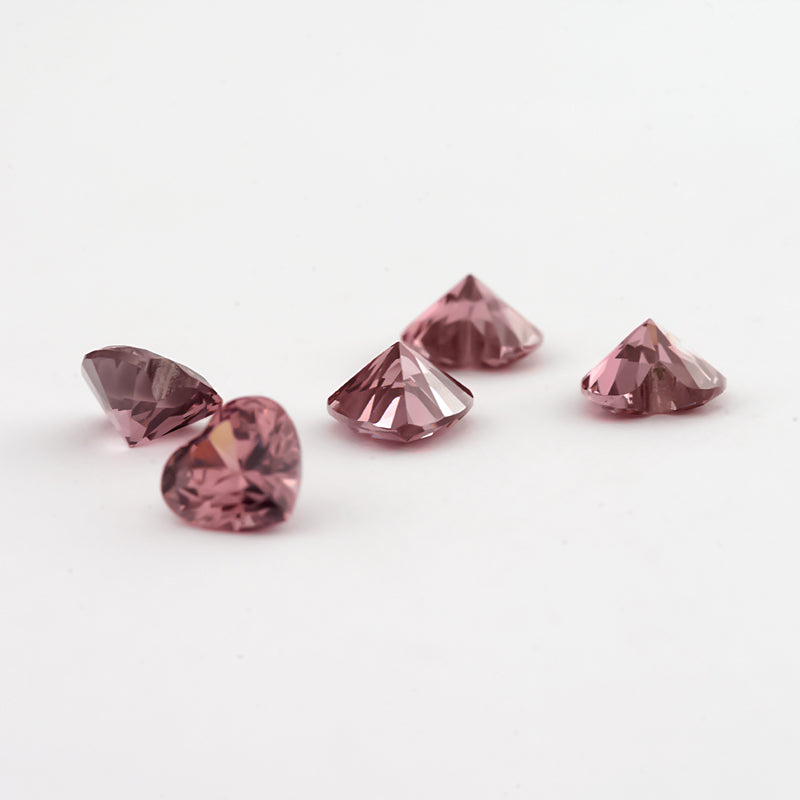 Size 3x3-10x10mm 5A Heart Cut Rhodolite Color CZ Stone Loose Cubic Zirconia Synthetic Gemstone for Jewelry