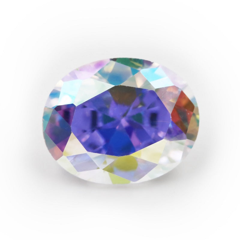 50pcs 3x5-10x12mm 5A Oval Cut Plating AB Color CZ Stone Loose Cubic Zirconia Synthetic Gemstone for Jewelry