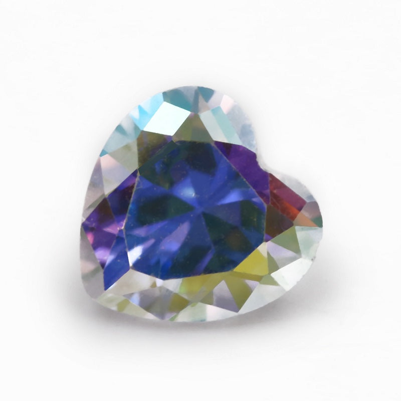 50pcs 3x3-12x12mm 5A Heart Cut Plating AB Color CZ Stone Loose Cubic Zirconia Synthetic Gemstone for Jewelry