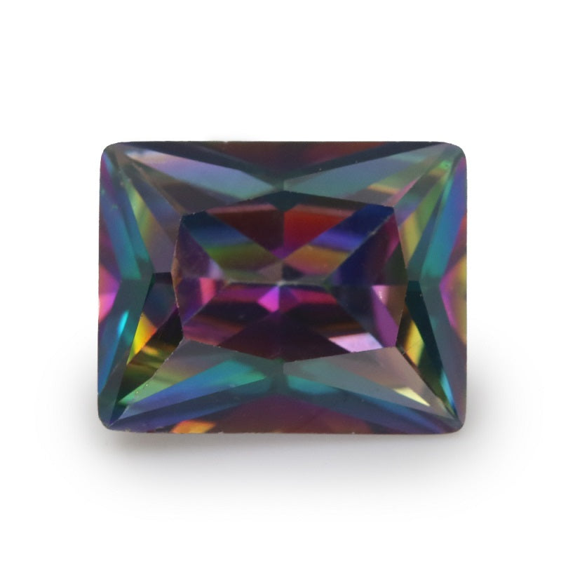 50pcs 3x5-10x12mm 5A Rectangle Cut Plating Mix Color CZ Stone Loose Cubic Zirconia Synthetic Gemstone for Jewelry
