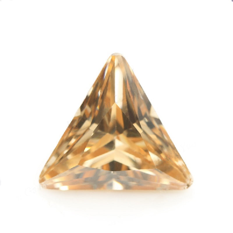 50pcs 3x3~10x10mm 5A Triangle Cut Cut Champagne CZ Stone Loose Cubic Zirconia Synthetic Gemstone for Jewelry