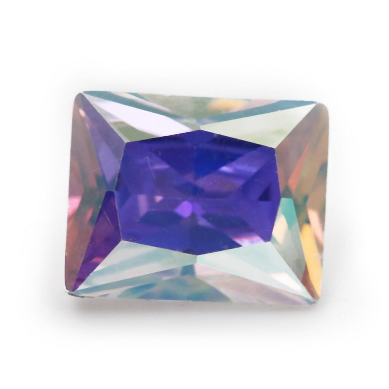 50pcs 3x5-10x12mm 5A Rectangle Cut Plating AB Color CZ Stone Loose Cubic Zirconia Synthetic Gemstone for Jewelry