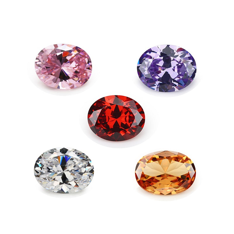 Size 3x5mm~10x12mm Oval Cut Cubic Zirconia Stone White Champagne Lavender Pink Garnet Mix 5 Color 5A Loose CZ Stones Synthetic Gemstone for Jewelry Making