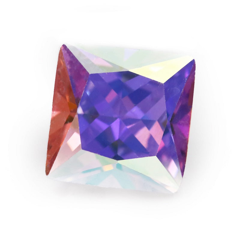 50pcs 3x3-12x12mm 5A Square Princess Cut Plating AB Color CZ Stone Loose Cubic Zirconia Synthetic Gemstone for Jewelry