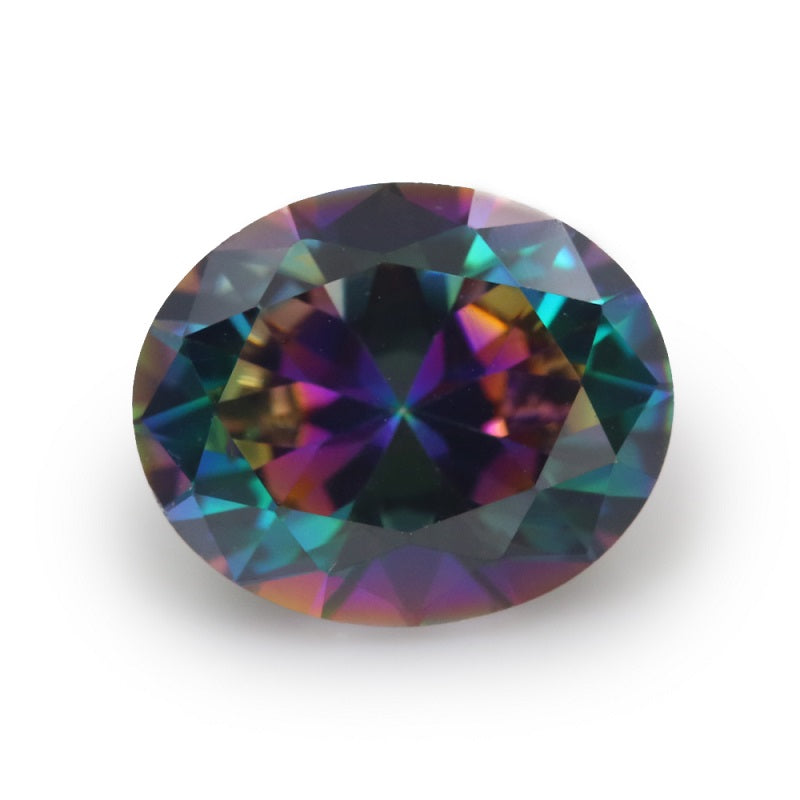 50pcs 3x5-10x12mm 5A Oval Cut Plating Mix Color CZ Stone Loose Cubic Zirconia Synthetic Gemstone for Jewelry