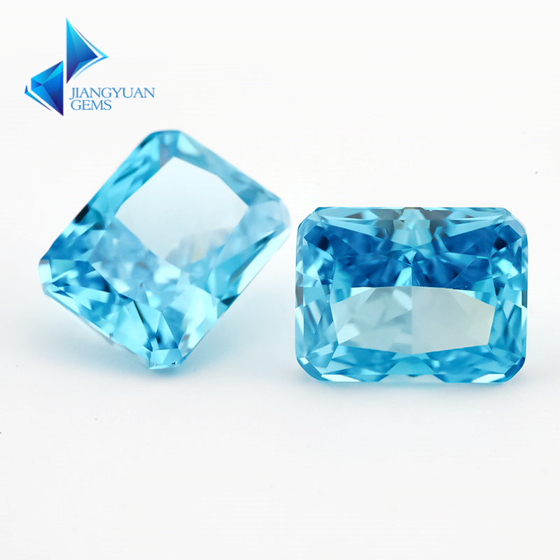 Size 6x8mm~8x10mm 18#Light Sea Blue Octangle Radiant Crushed Ice Cut Cubic Zirconia Stone 5A Loose CZ Synthetic Gemstone for Jewelry Making