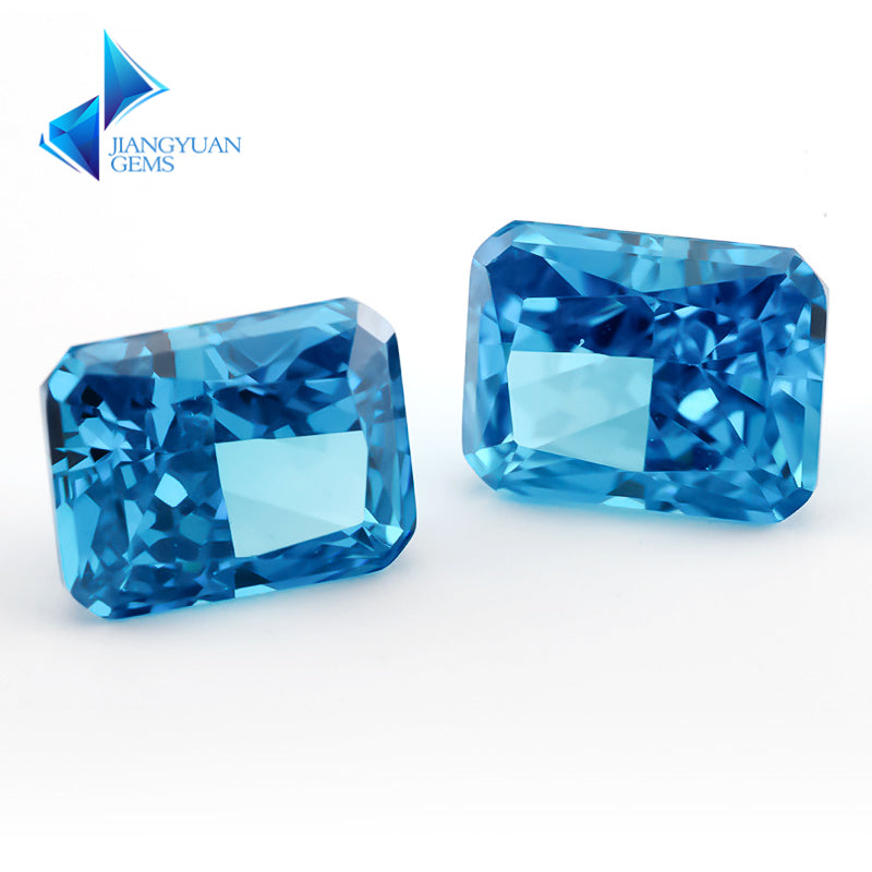 Size 6x8mm~8x10mm 19#Sea Blue Octangle Radiant Crushed Ice Cut Cubic Zirconia Stone 5A Loose CZ Synthetic Gemstone for Jewelry Making