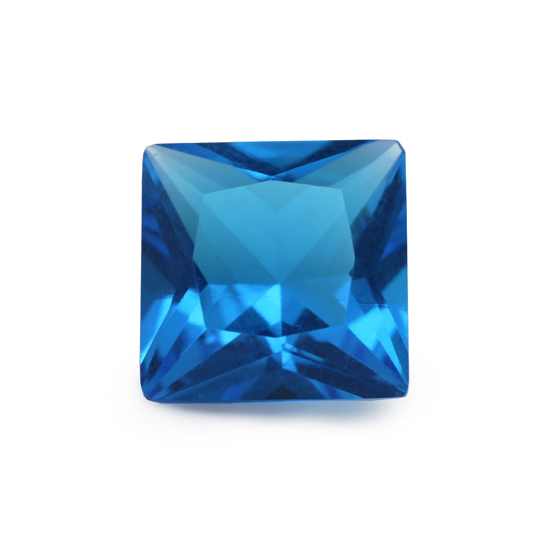 Size 3x3~10x10mm Square Princess Cut Dark Sea Blue Glass Stone Loose Synthetic Gemstone for Jewelry