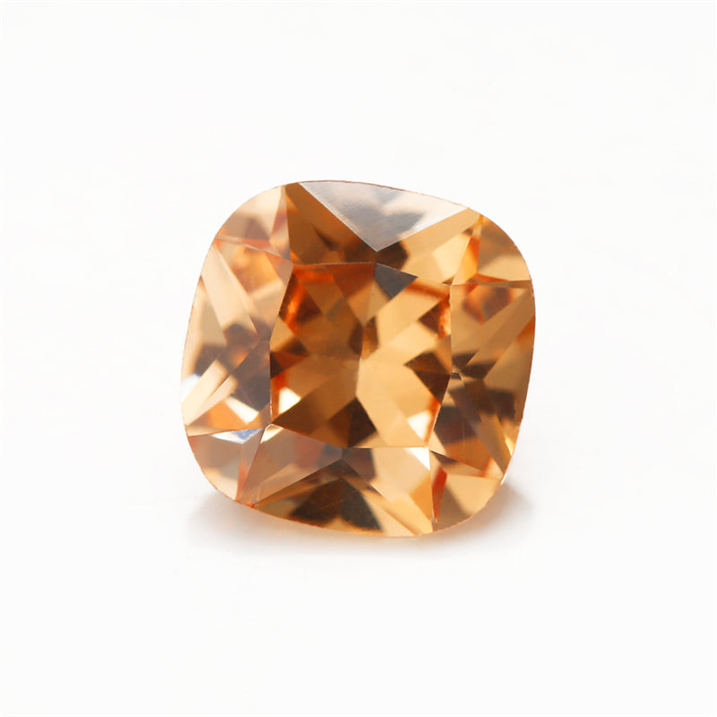 50pcs 4x4~10x10mm 5A Cushion Cut Champagne CZ Stone Loose Cubic Zirconia Synthetic Gemstone for Jewelry