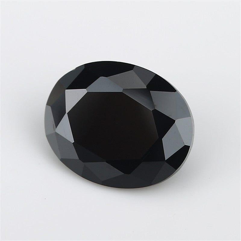 Size 3x5~10x12mm Oval Cut Black Glass Stone Loose Synthetic Gemstone for Jewelry