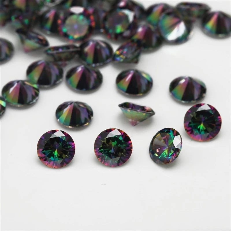 Size 1.0-12.0mm 5A Round Cut Plating Mix Color CZ Stone Loose Cubic Zirconia Synthetic Gemstone for Jewelry