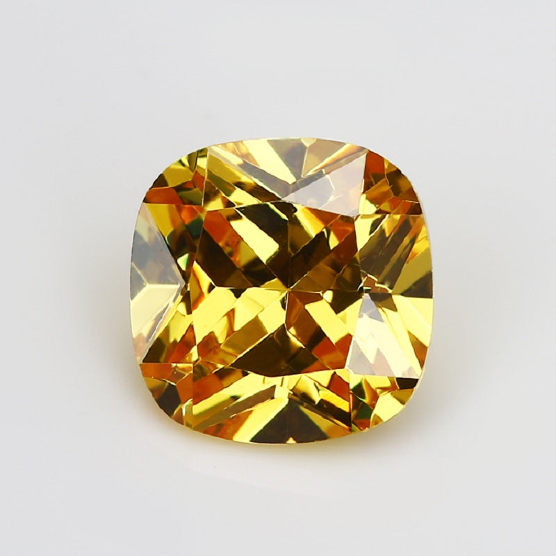 50pcs 4x4~10x10mm 5A Cushion Cut Golden Yellow CZ Stone Loose Cubic Zirconia Synthetic Gemstone for Jewelry