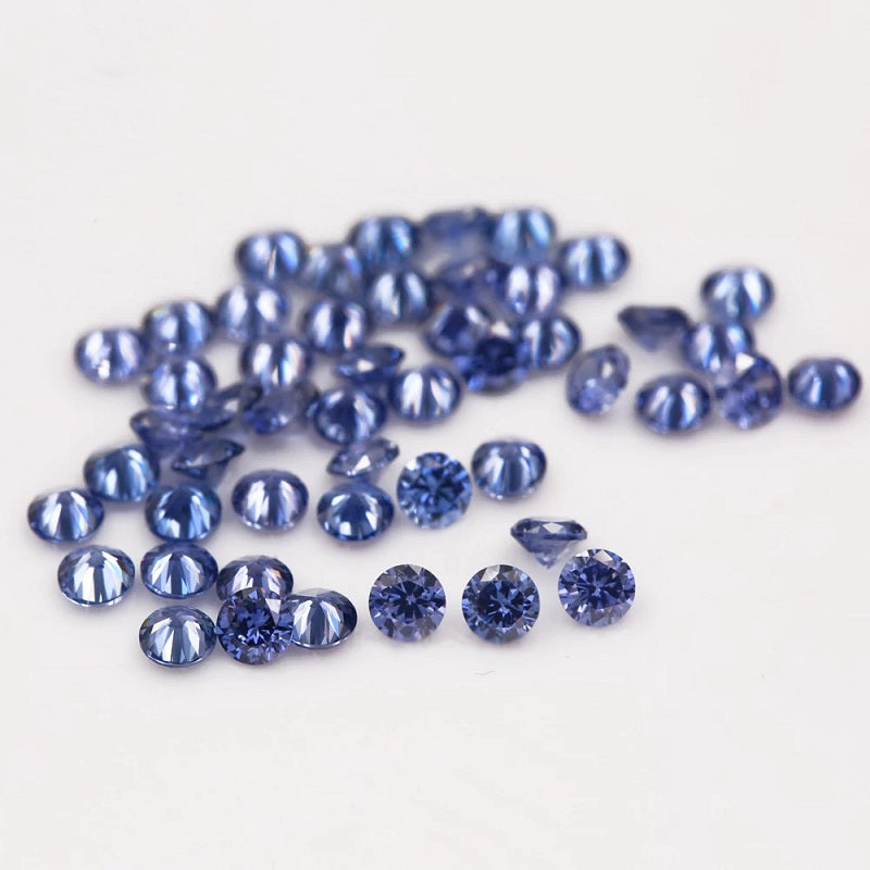 Size 1.0-10.0mm 5A Round Cut Tanzanite Color CZ Stone Loose Cubic Zirconia Synthetic Gemstone for Jewelry