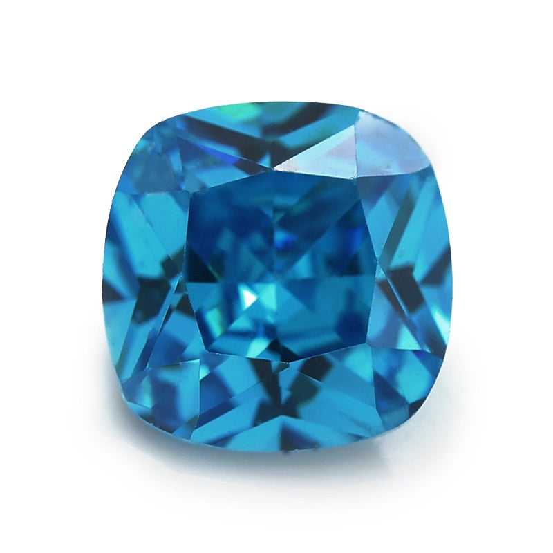 Size 4x4-10x10mm 5A Cushion Cut Sea Blue CZ Stone Loose Cubic Zirconia Synthetic Gemstone for Jewelry