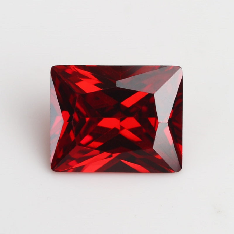 50pcs 3x5~10x12mm 5A Rectangle Cut Garnet Color CZ Stone Loose Cubic Zirconia Synthetic Gemstone for Jewelry
