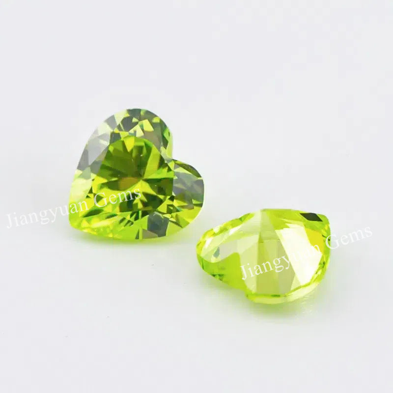 Size 3x3mm~10x10mm 5A Heart Cut Apple Green Cubic Zirconia Stone Loose CZ Synthetic Gemstone for Jewelry Making