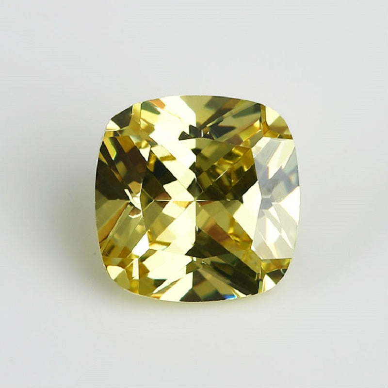 50pcs 4x4~10x10mm 5A Cushion Cut Olive Yellow CZ Stone Loose Cubic Zirconia Synthetic Gemstone for Jewelry