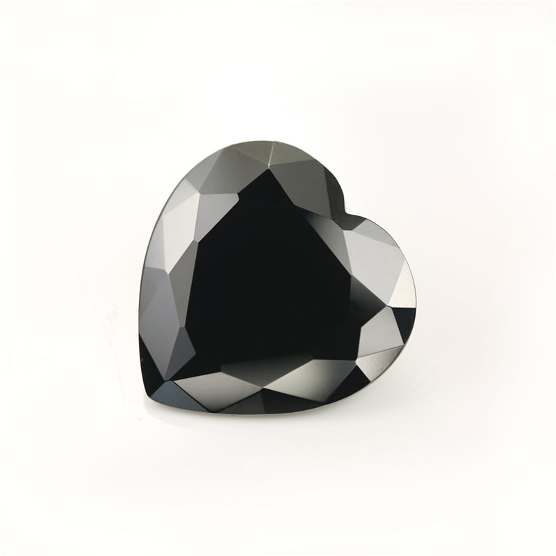 50pcs 3x3-10x10mm 5A Heart Cut Black CZ Stone Loose Cubic Zirconia Synthetic Gemstone for Jewelry