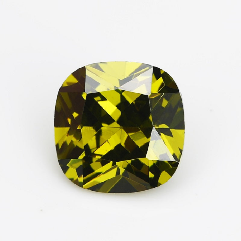 50pcs 4x4~10x10mm 5A Cushion Cut Olive Green CZ Stone Loose Cubic Zirconia Synthetic Gemstone for Jewelry