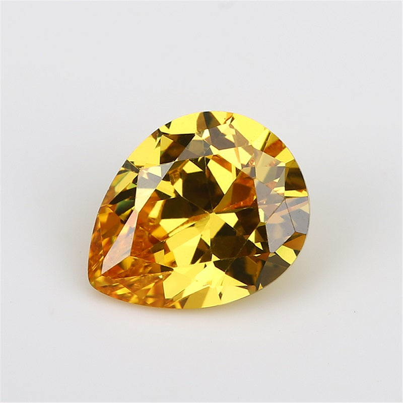 Size 3x5~10x12mm 5A Pear Cut Golden Yellow CZ Stone Loose Cubic Zirconia Synthetic Gemstone for Jewelry