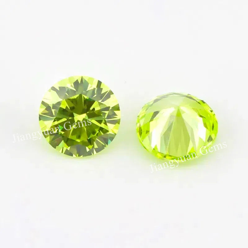 Size 0.8~10.0mm 5A Round Cut Apple Green Cubic Zirconia Stone Loose CZ Synthetic Gemstone for Jewelry Making